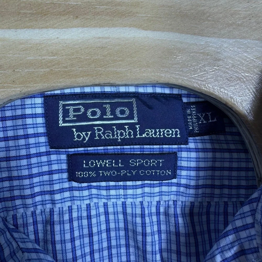 Vintage 90s Polo Ralph Lauren Button‎ Down Shirt Mens XL Gingham Lowell Sport